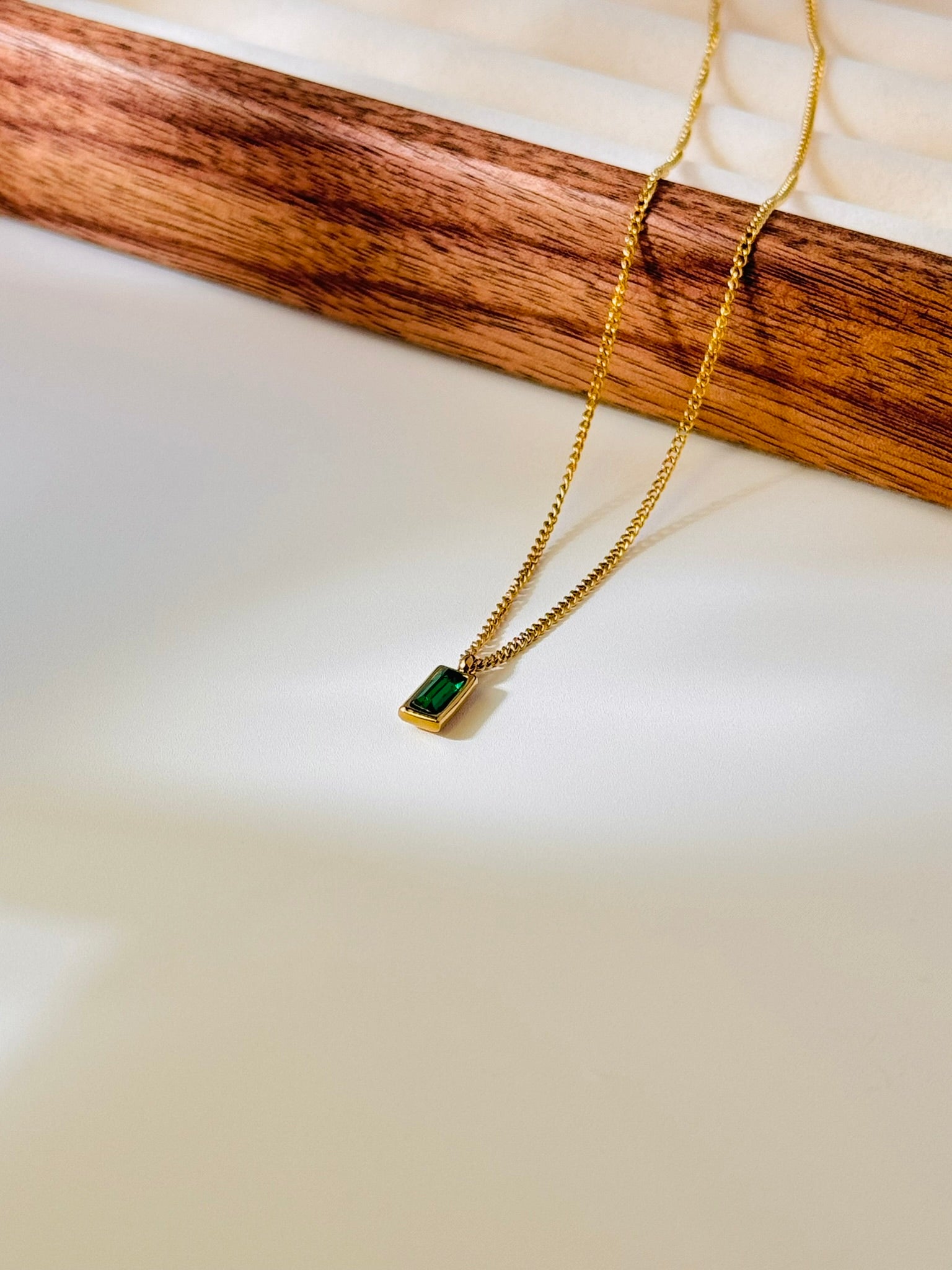 Minimalist Emerald Necklace